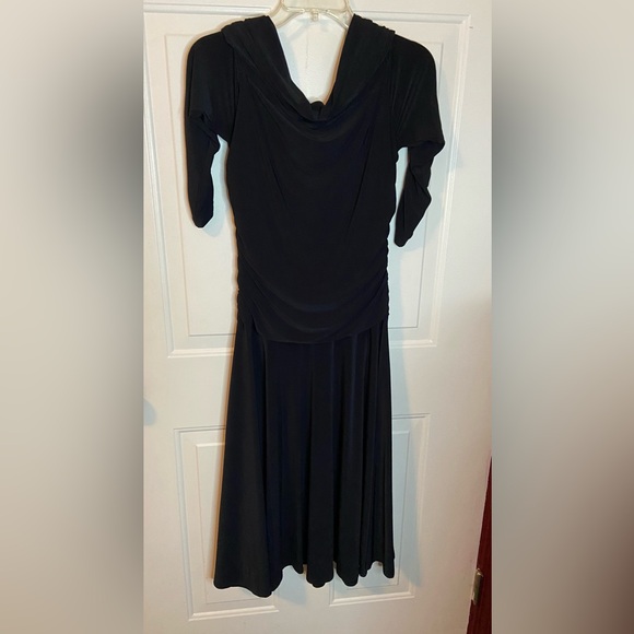 Jones New York Black Jersey Cowl Neck Dress Sz 12 - Picture 2 of 4